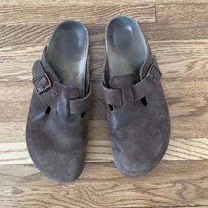 Birkenstock Boston Clog, Brown Oiled Leather, Size 42